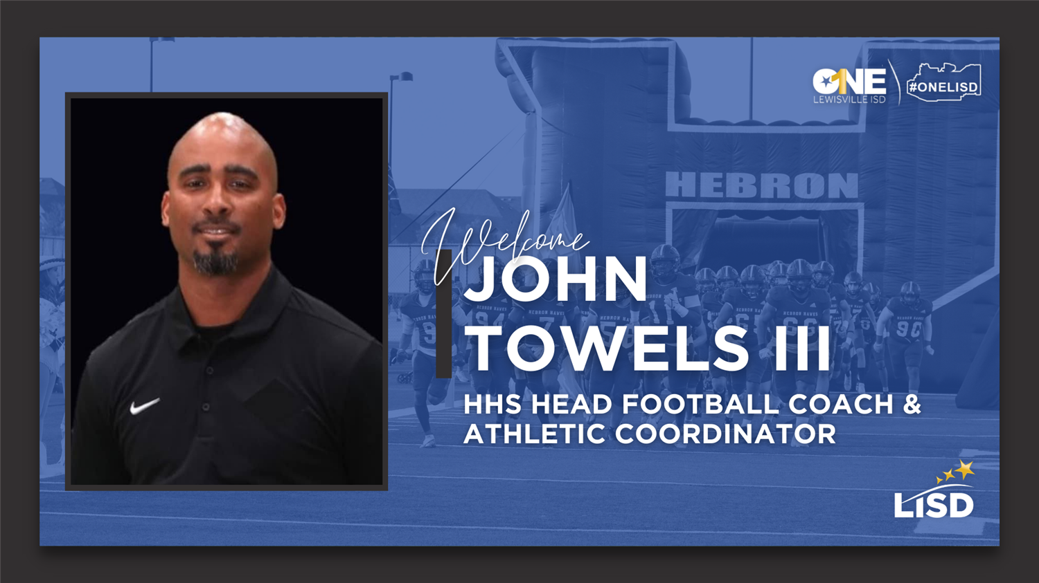 John Towels III Named Head Football Coach of Hebron Hawks